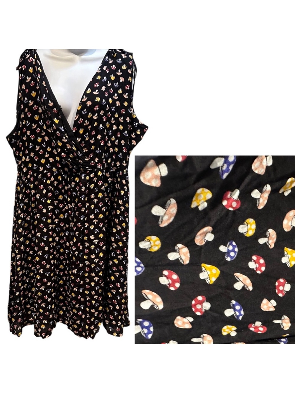 Frock Shop Mushroom Dress Multicolor Sleeveless Plus Size 3X Flawed